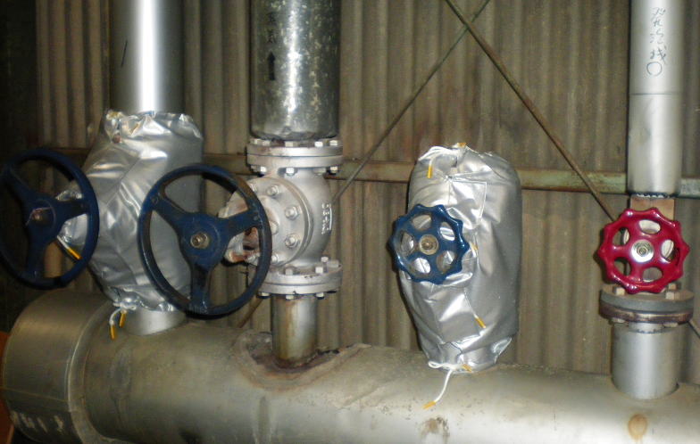 蒸気弁　蒸気配管用保温カバー　省エネ　節電対策用